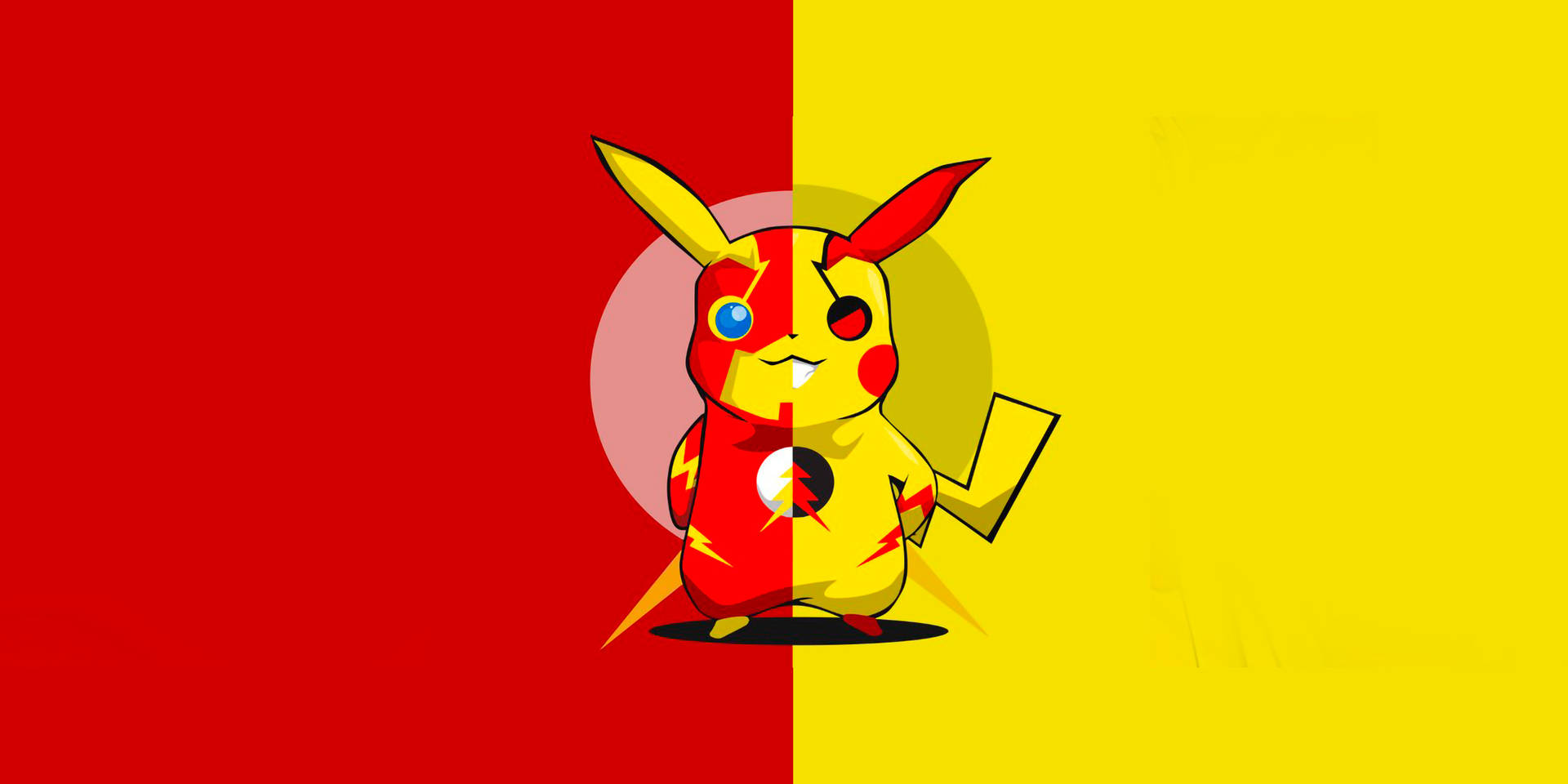 Pikachu In Red And Yellow Background