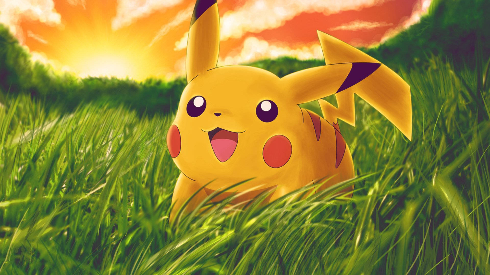Pikachu In Sunset Background