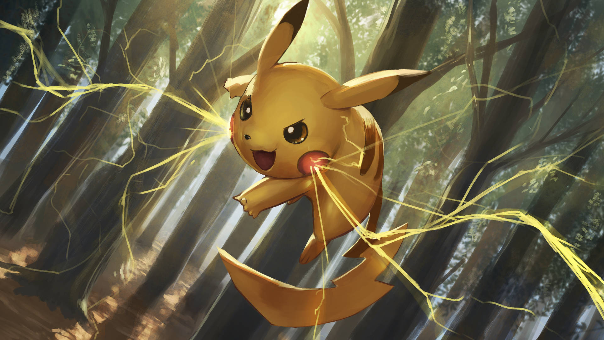 Pikachu In The Forest Background