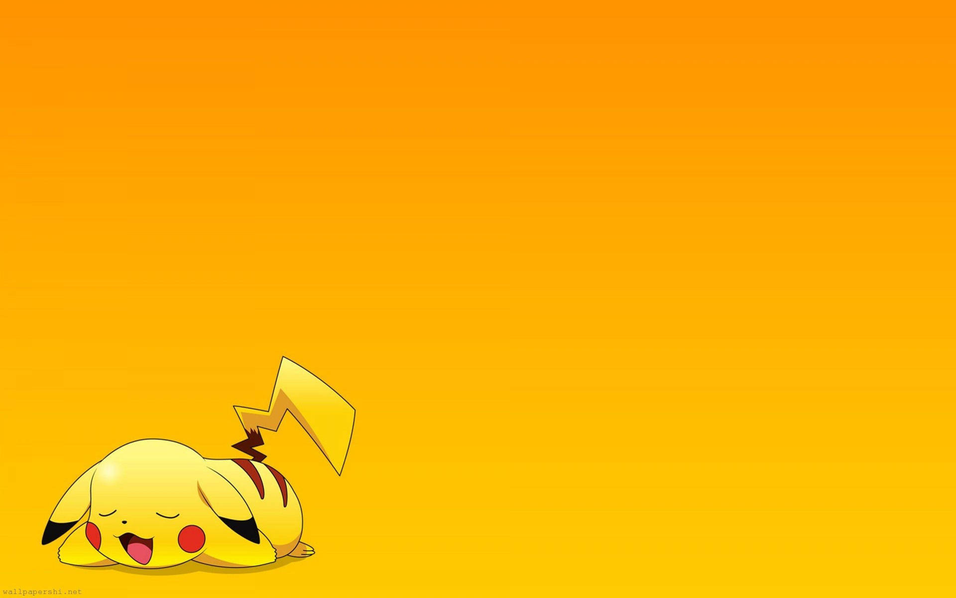 Pikachu Resting On Corner Background