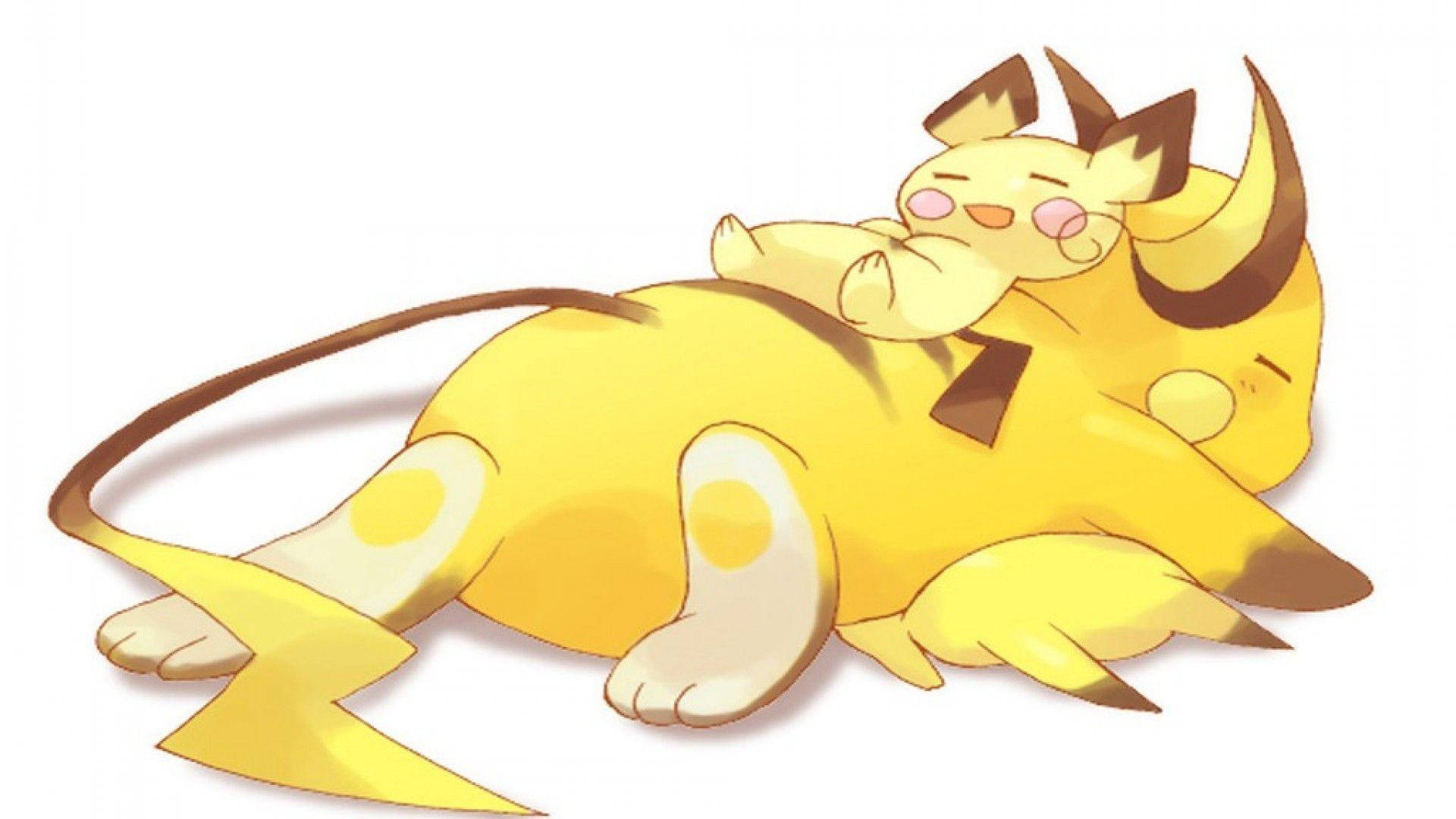 Pikachu Sleeping Over Raichu Background