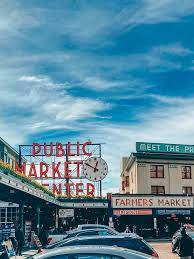 Pike Place Market Blue Sky Background