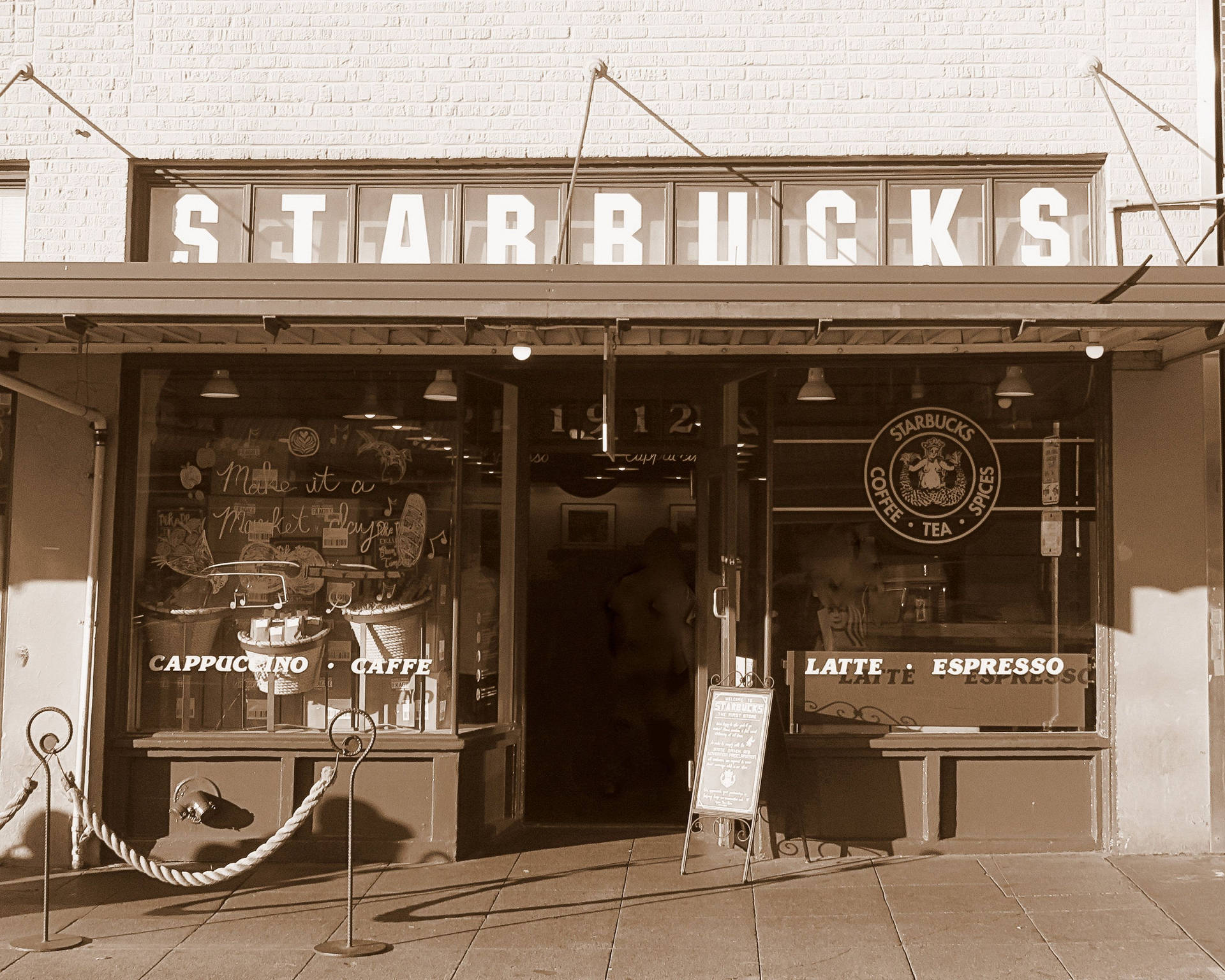 Pike Place Market First Starbucks Background