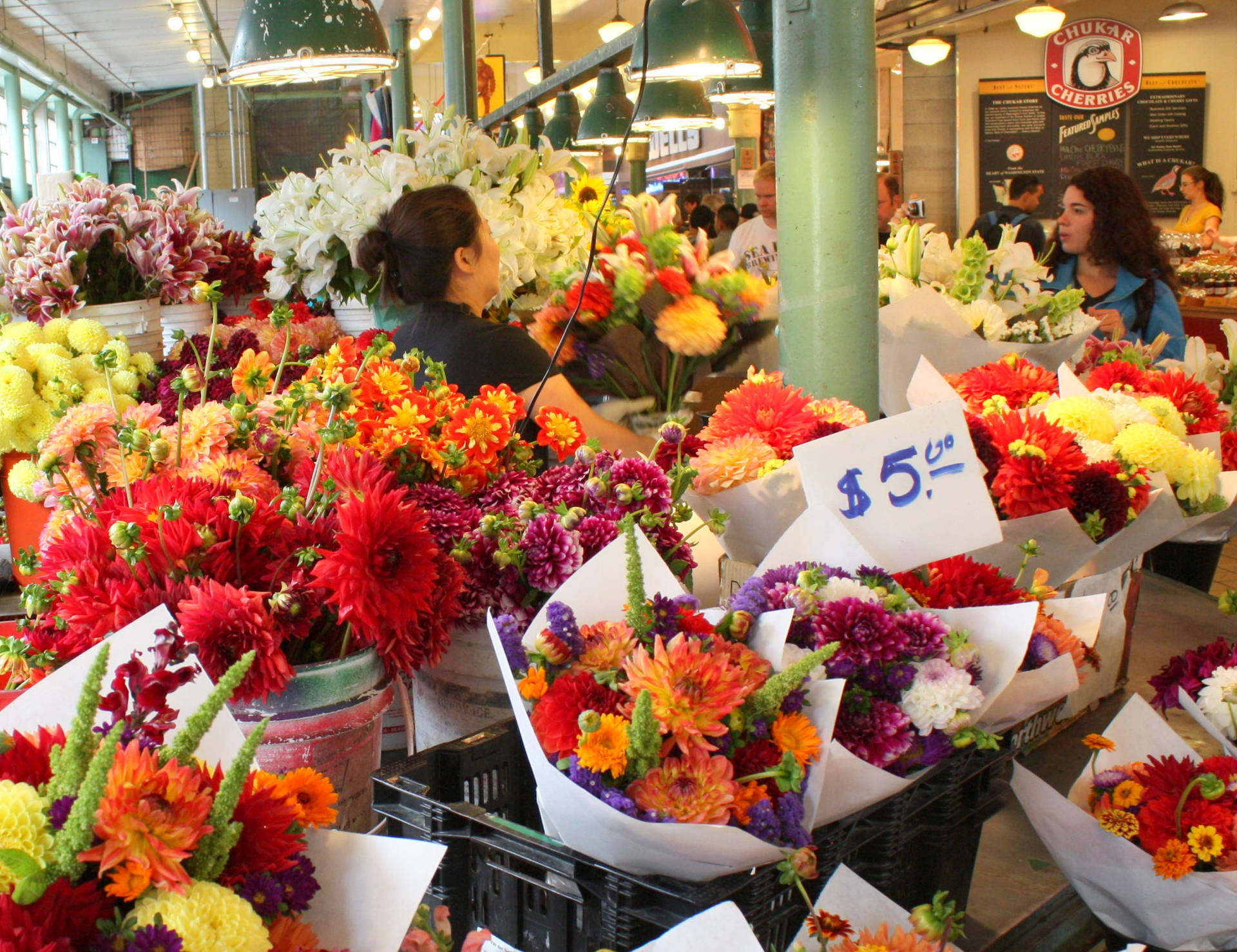 Pike Place Market Flower Arrangements Background