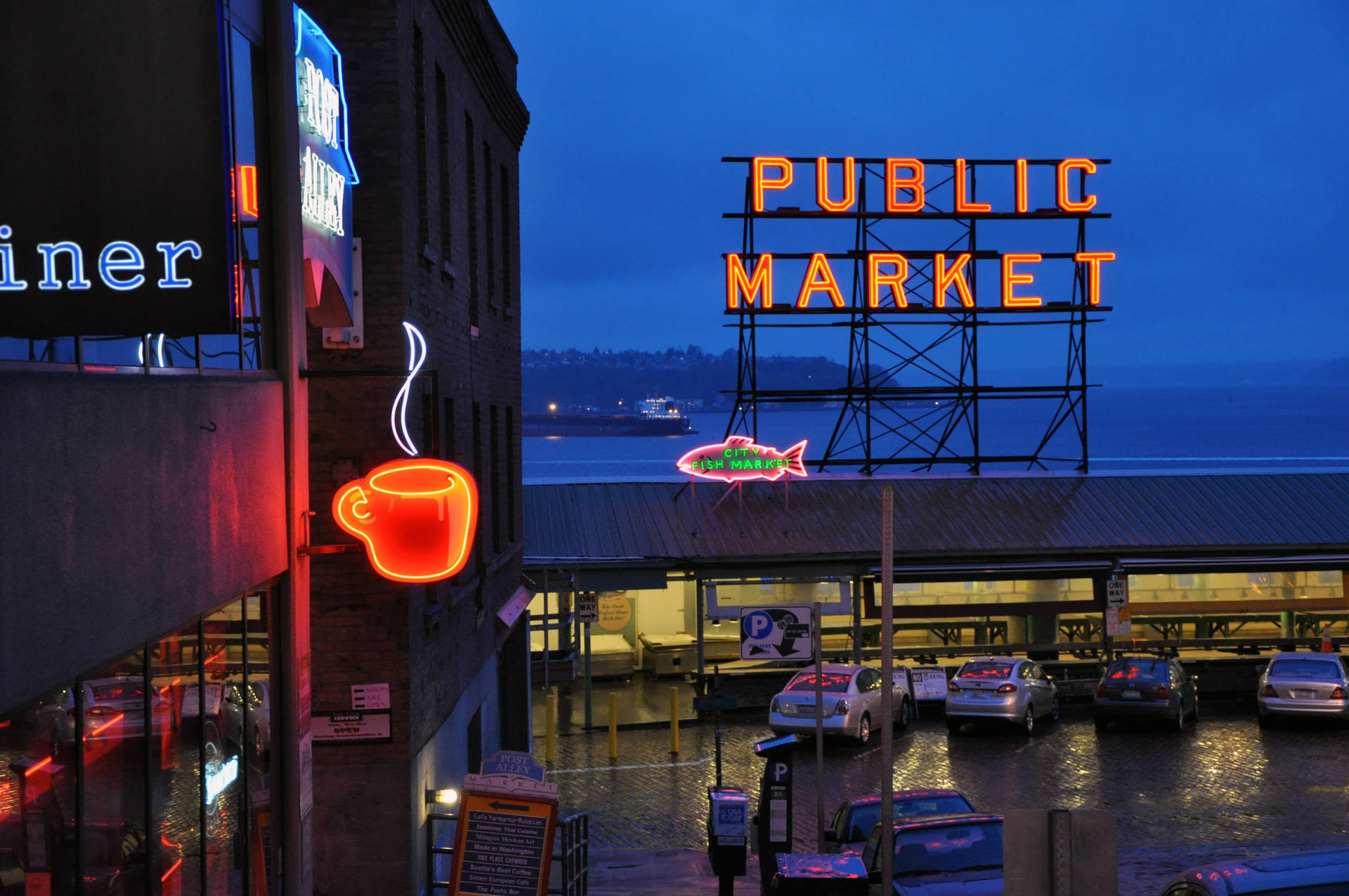 Pike Place Market Gloomy Background