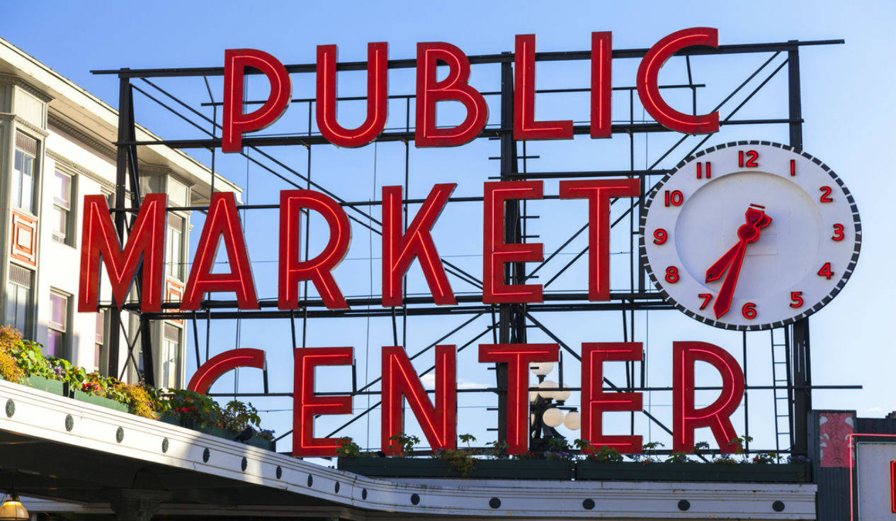 Pike Place Market Retro Sign Background