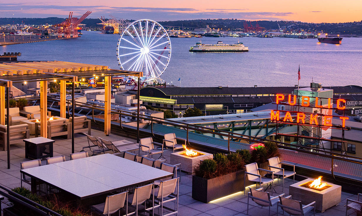 Pike Place Market Rooftop Dining Background