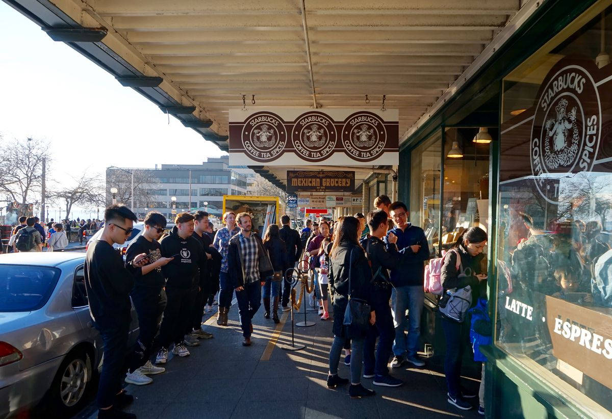 Pike Place Market Starbucks Crowd