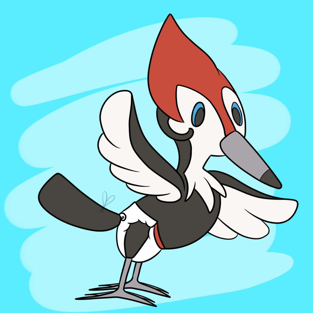 Pikipek Drawing In Blue Background Background