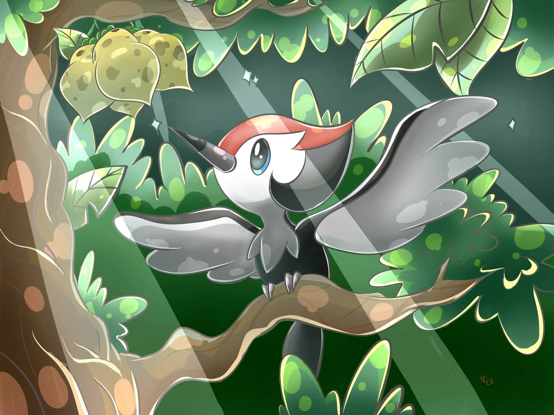 Pikipek On Branch Background