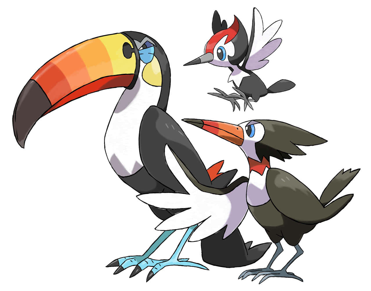 Pikipek, Trumbeak, And Toucannon Background