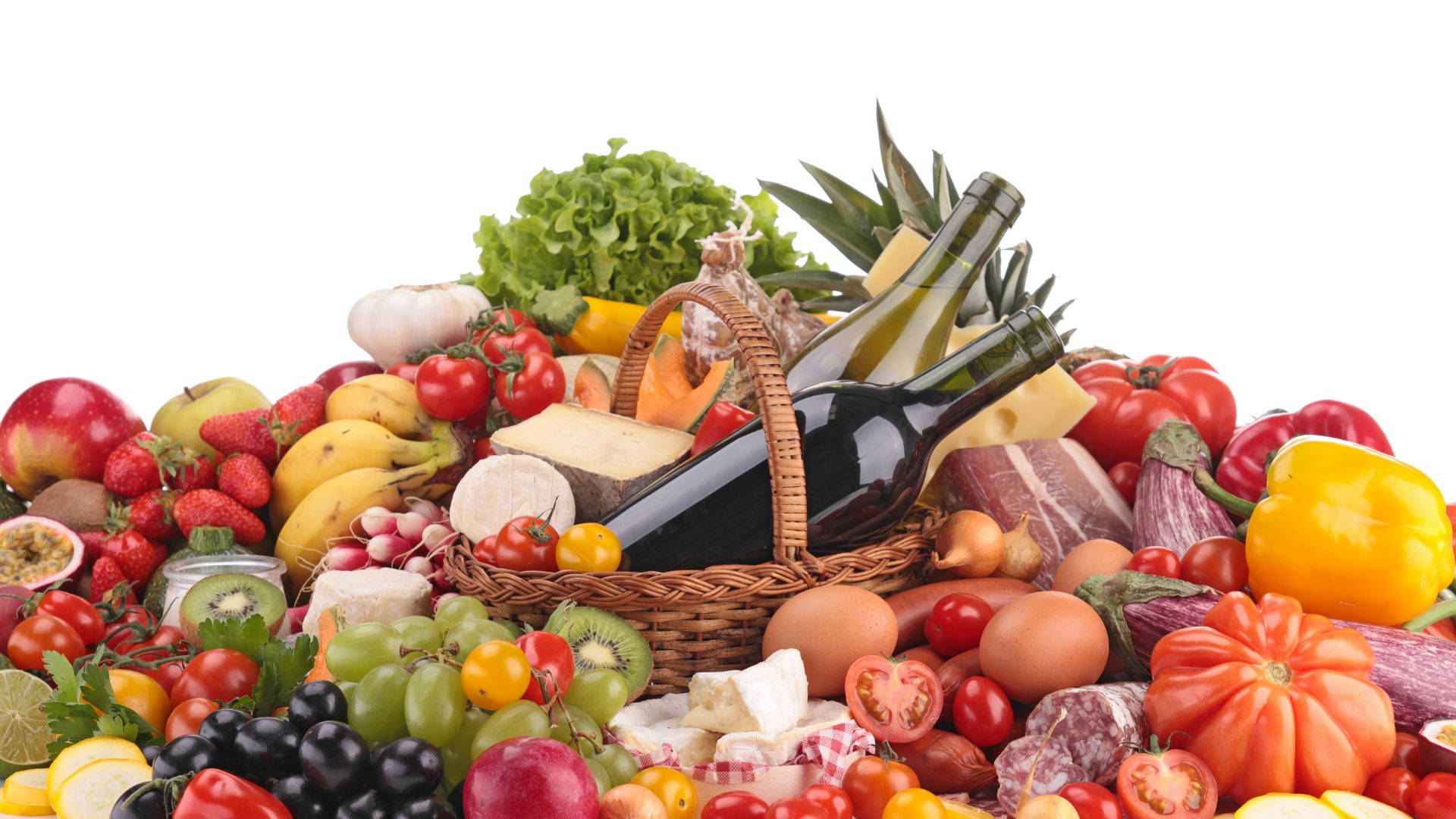 Pile Of Diverse Grocery Items Background