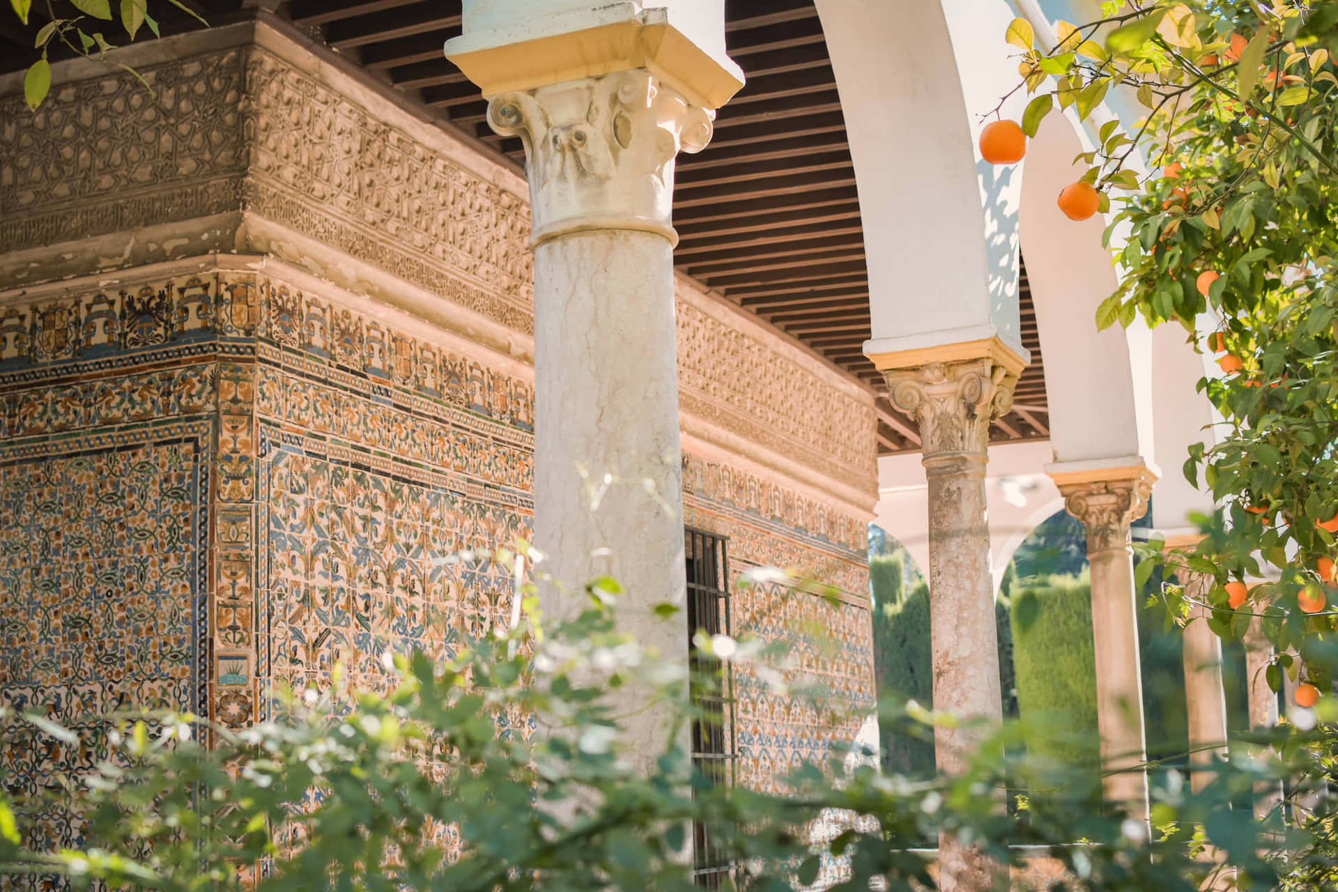 Pillars Along The Alcazar De Colon Museum