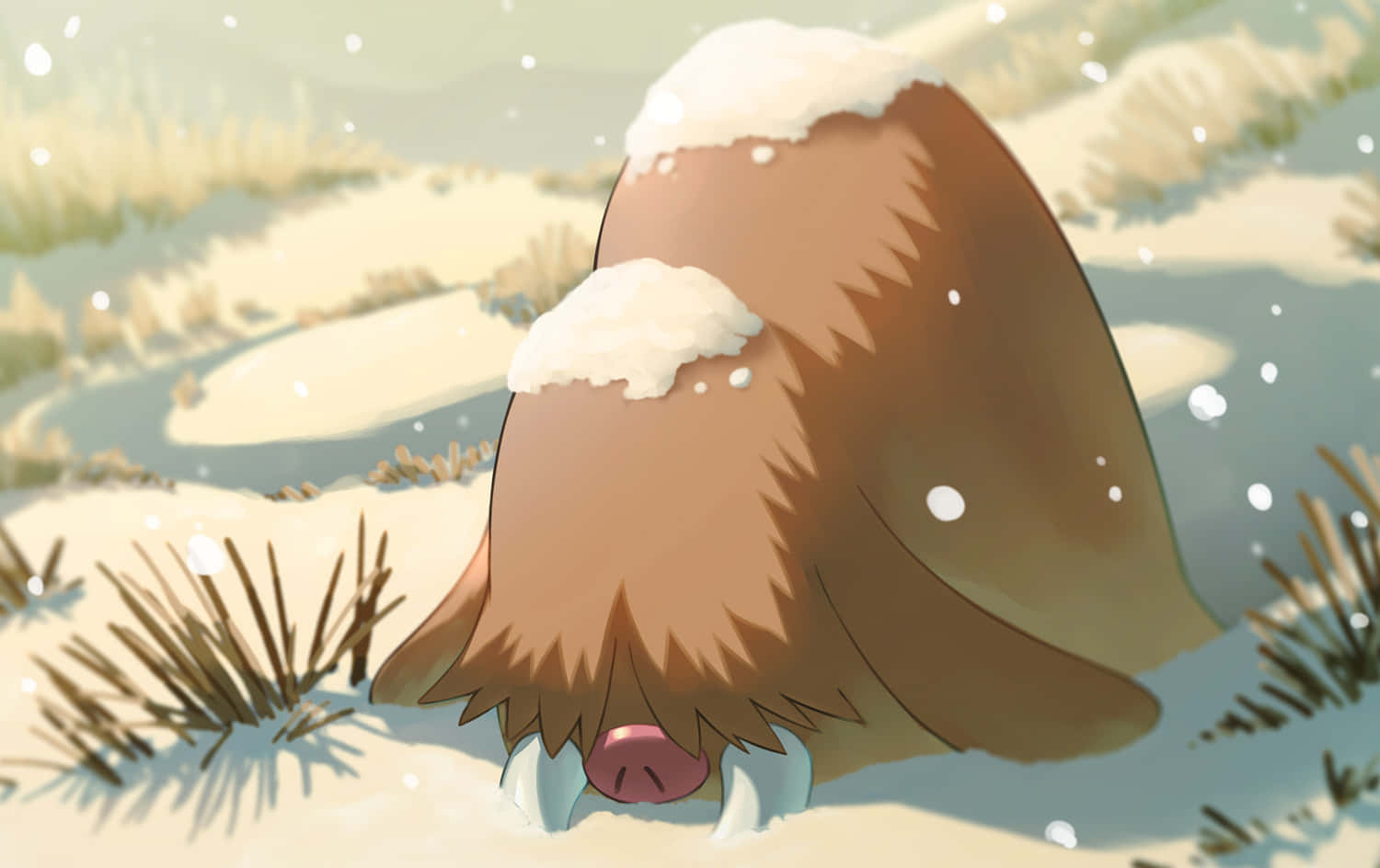 Piloswine Covered In Snow Winter Background