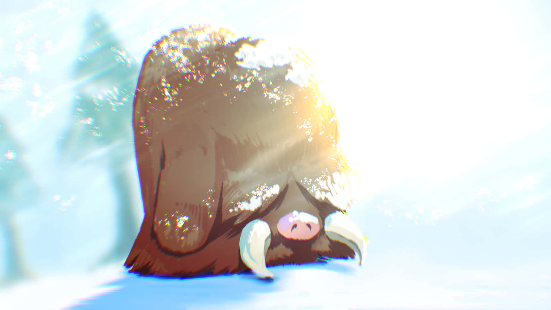 Piloswine Surrounded By Snow Desktop Background