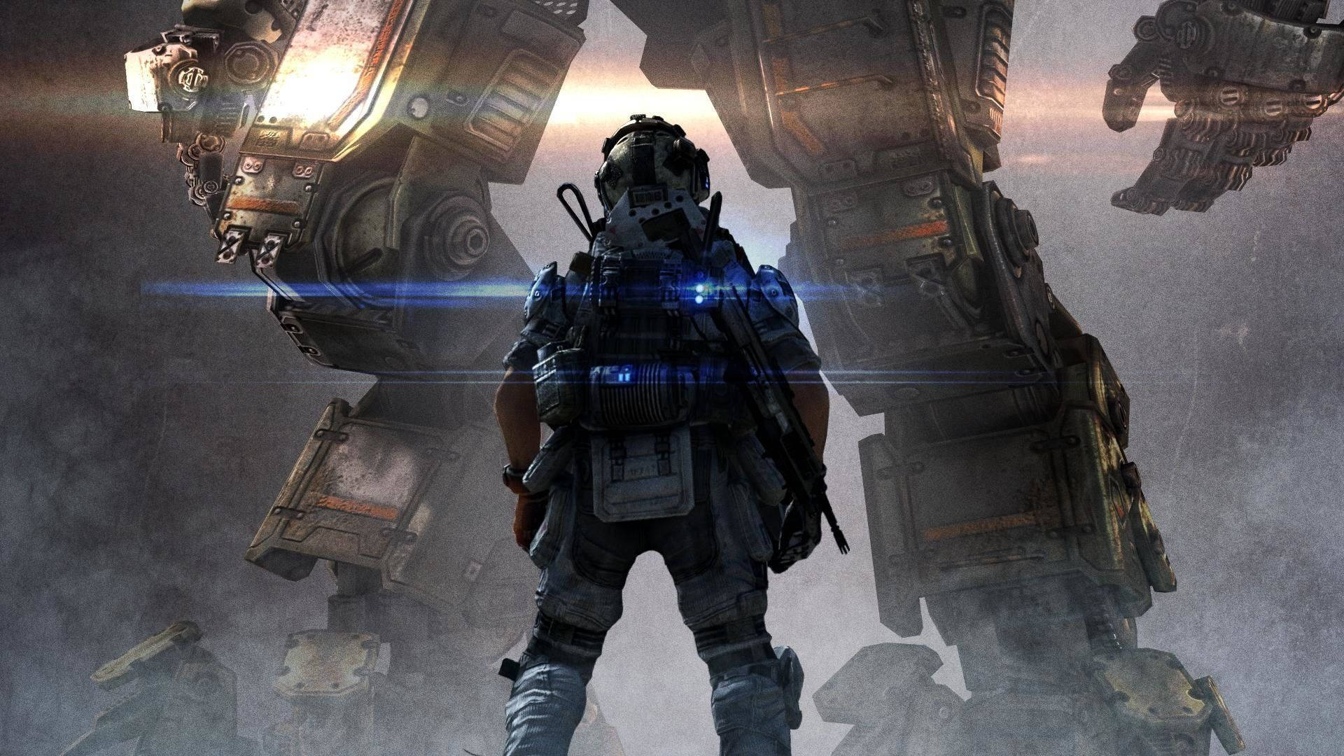 Pilot And Titan Ready For Battle In Titanfall Background