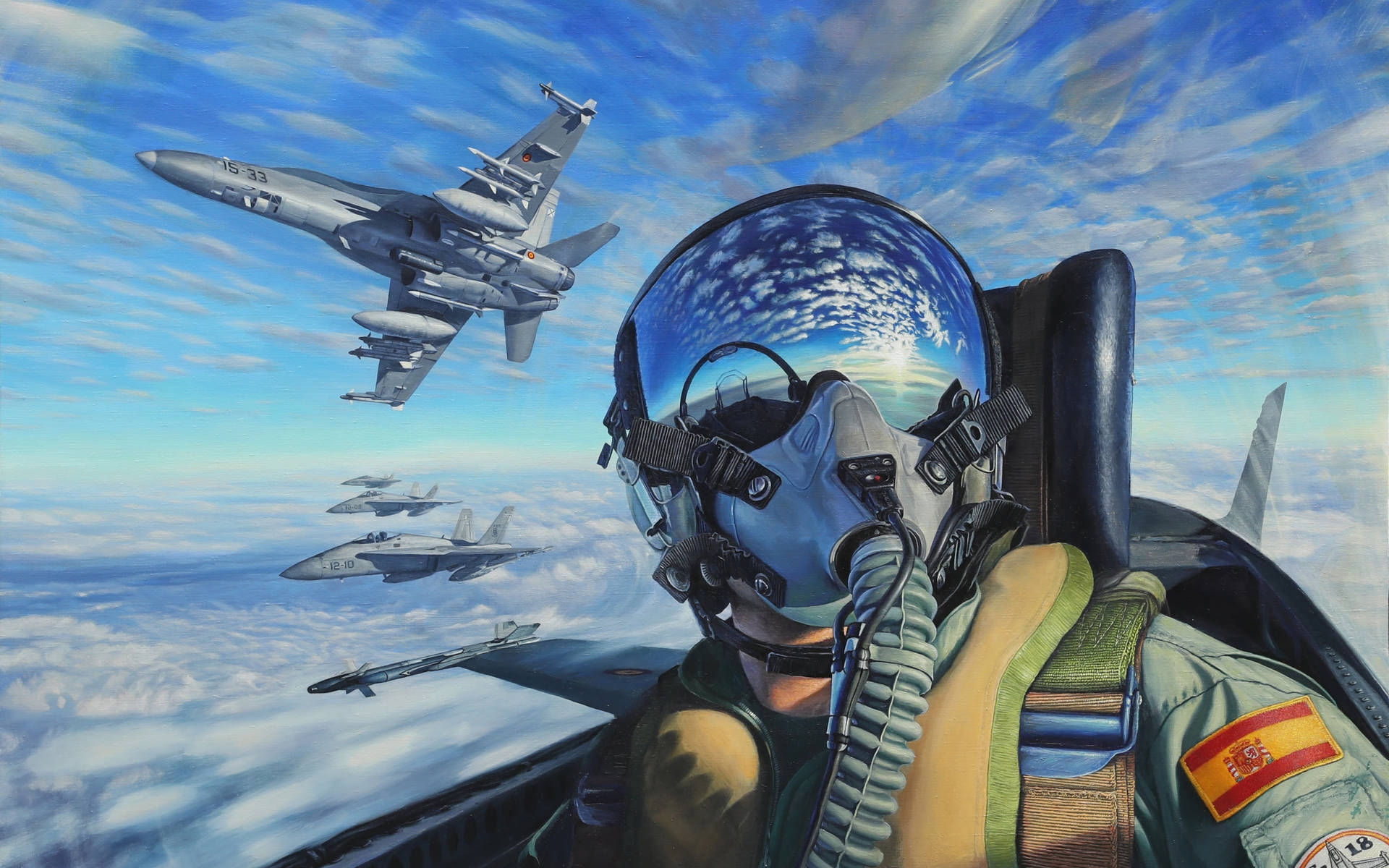 Pilot Flying A Military Aircraft Desktop Background