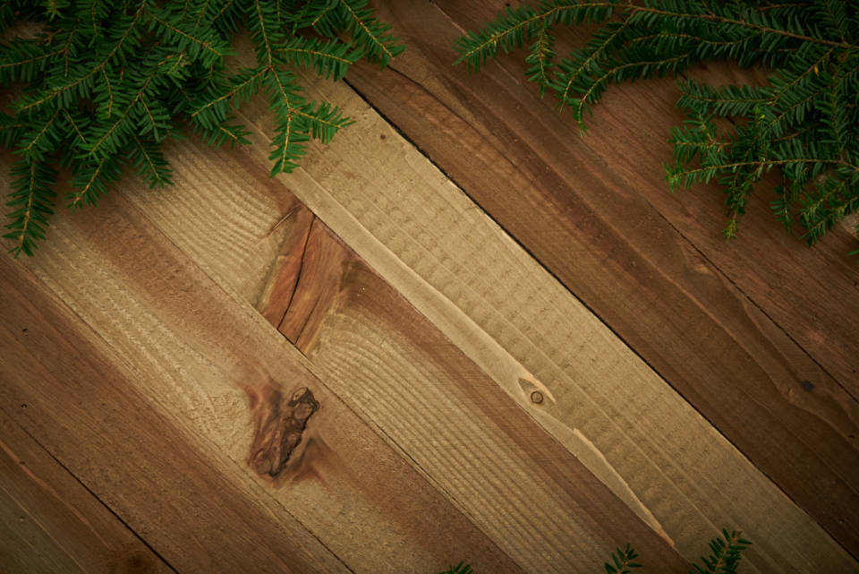 Pine Garlands Wood Texture Background