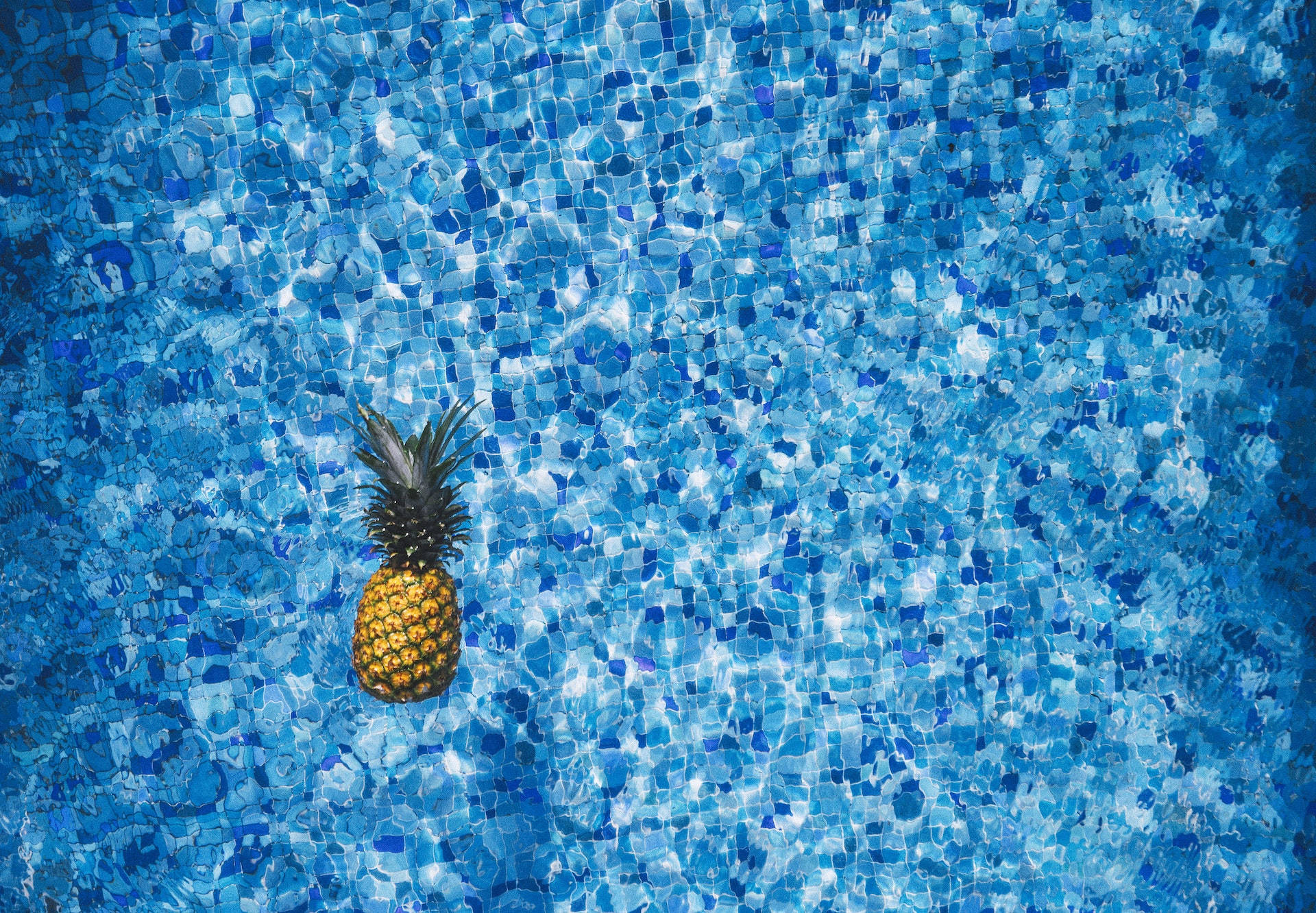 Pineapple On Water Blue Color Hd Background