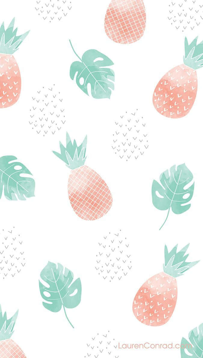 Pineapple Wallpaper With Leaves And Pineapples Background