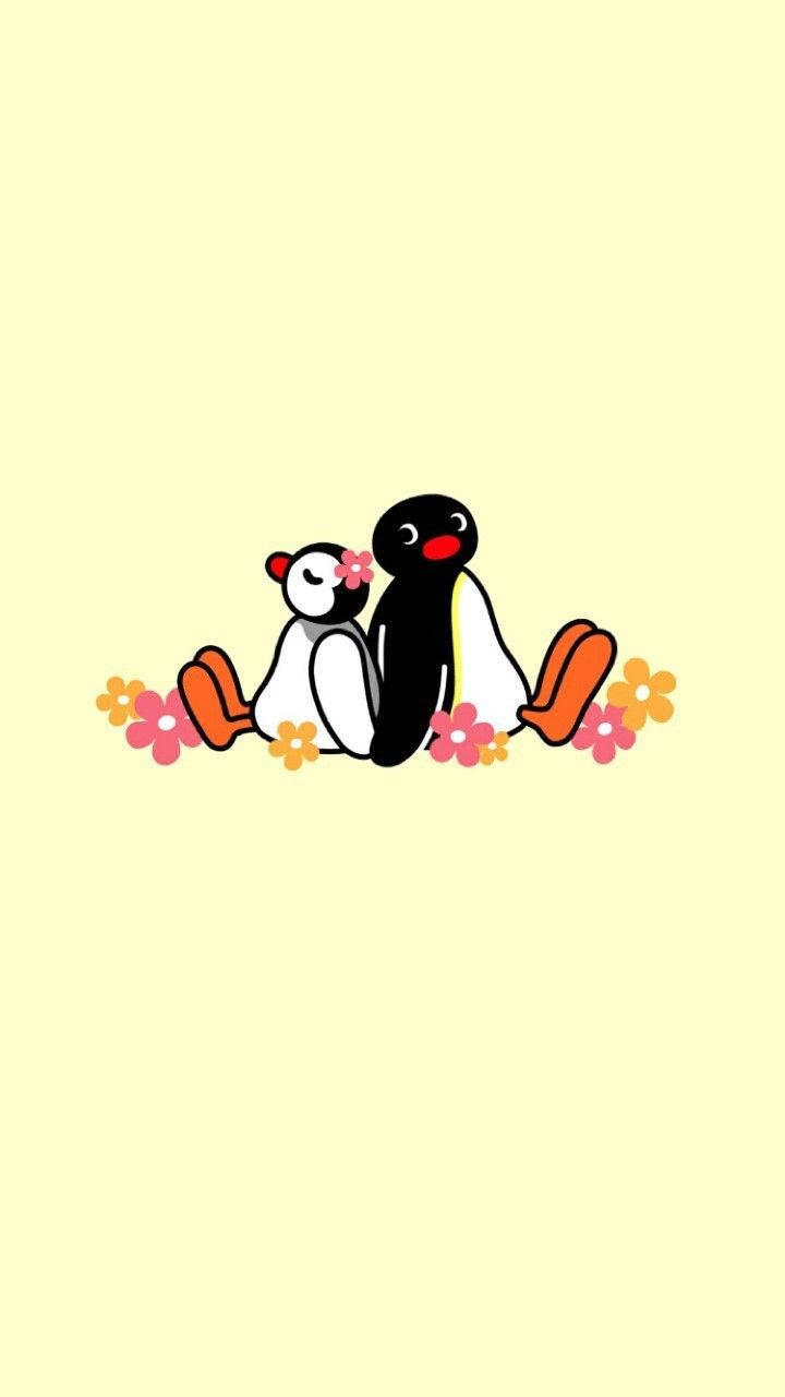 Pingu And Pinga With Flowers