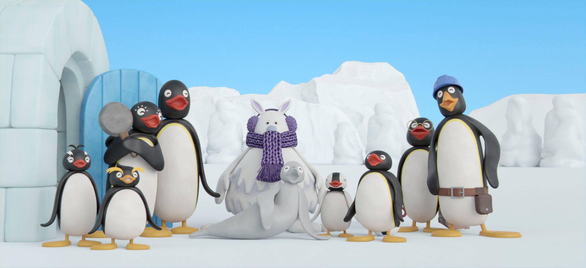 Pingu With Family And Friends Background