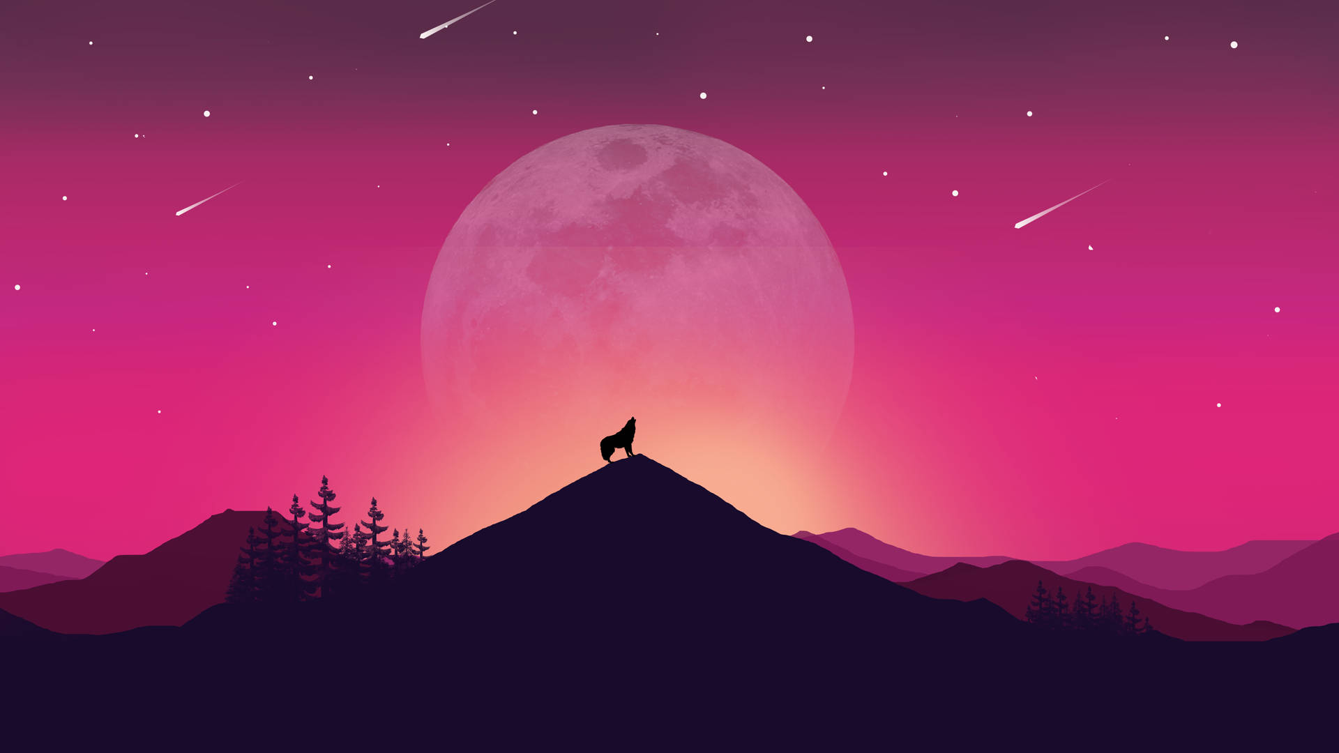 Pink 4k Ultra Hd Wolf Vector Background