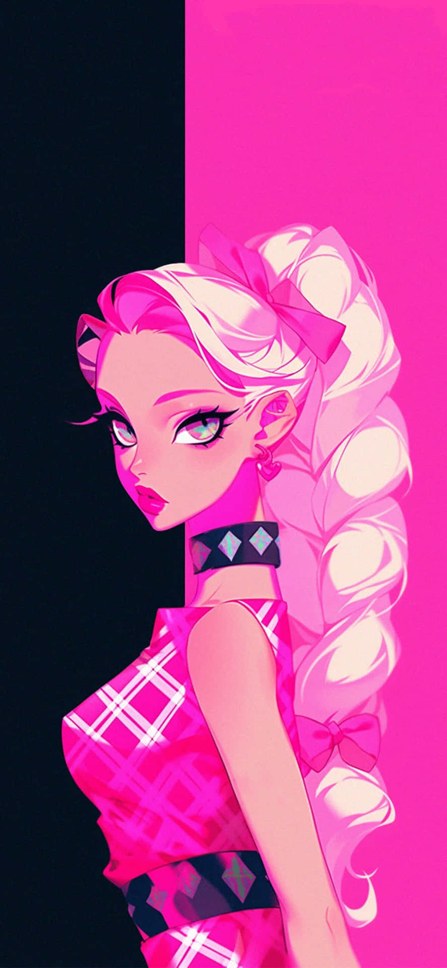 Pink Aesthetic Anime Girl Illustration Background