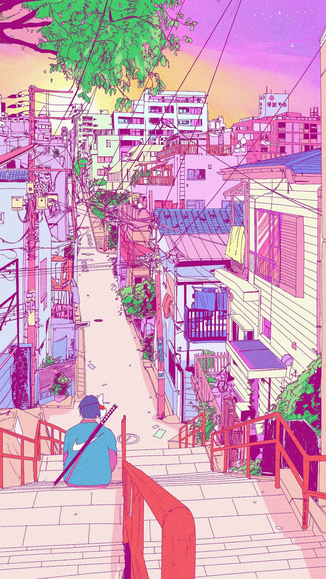 Pink Aesthetic Anime Phone Alley Background