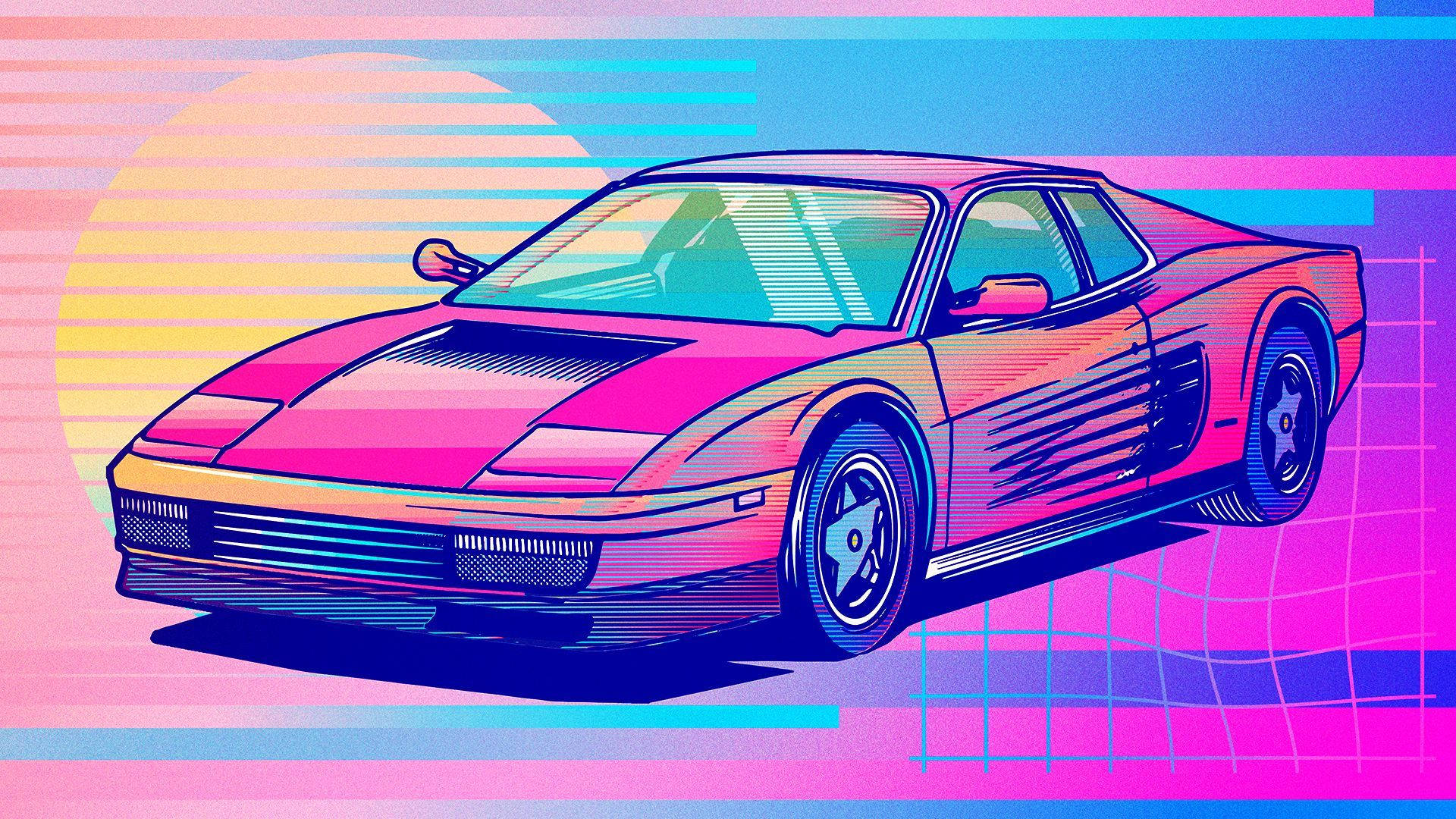 Pink Aesthetic Car In Pink For Computer Background