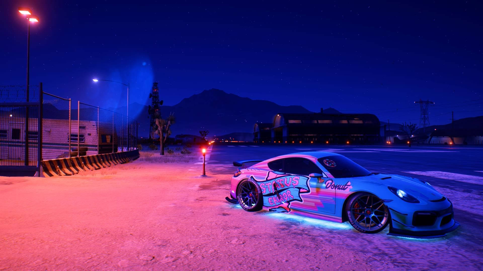 Pink Aesthetic Car On Snow For Computer