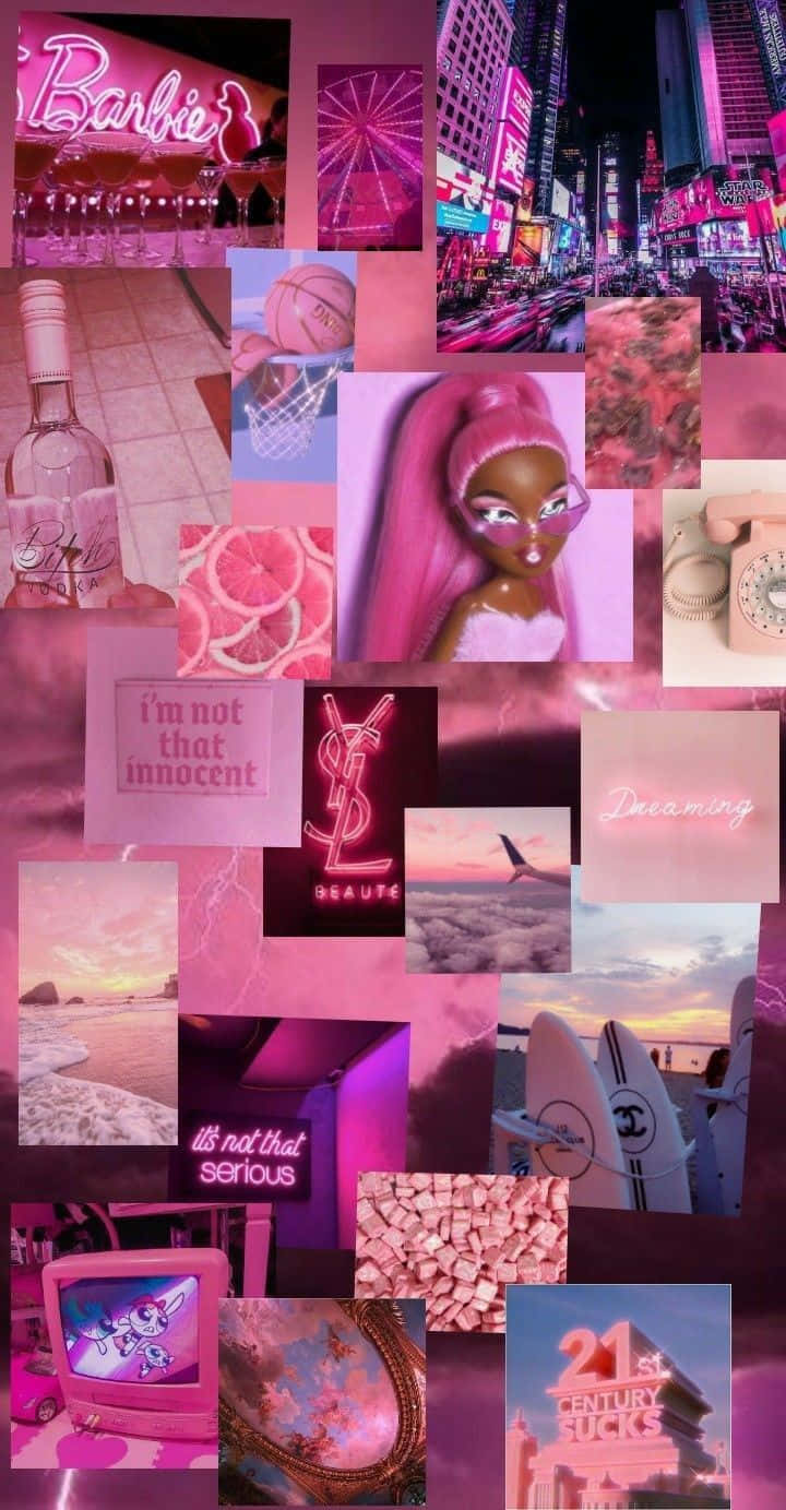 Pink Aesthetic Collage Teen Trends Background