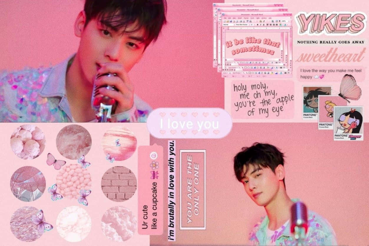 Pink Aesthetic Collagewith Quotesand Young Man