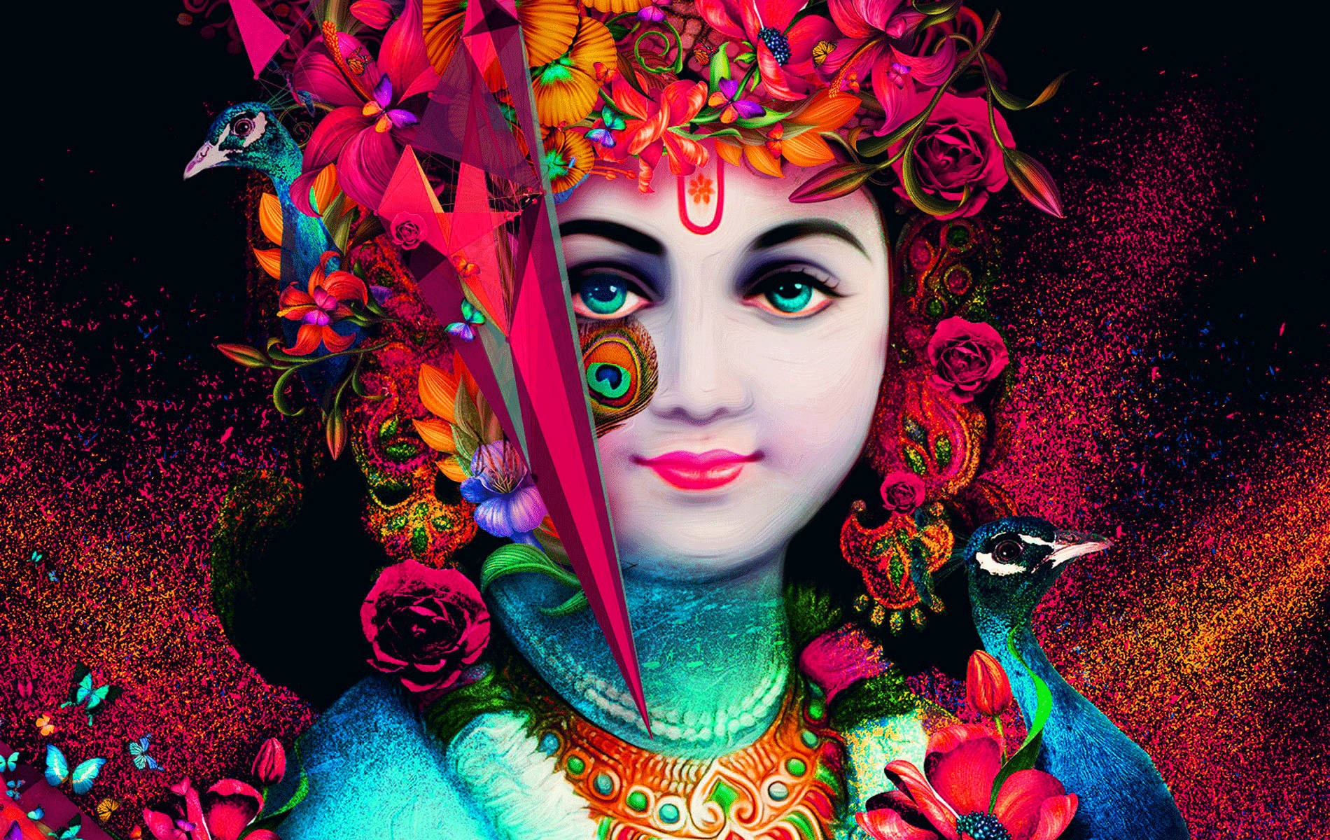 Pink Aesthetic Krishna Background