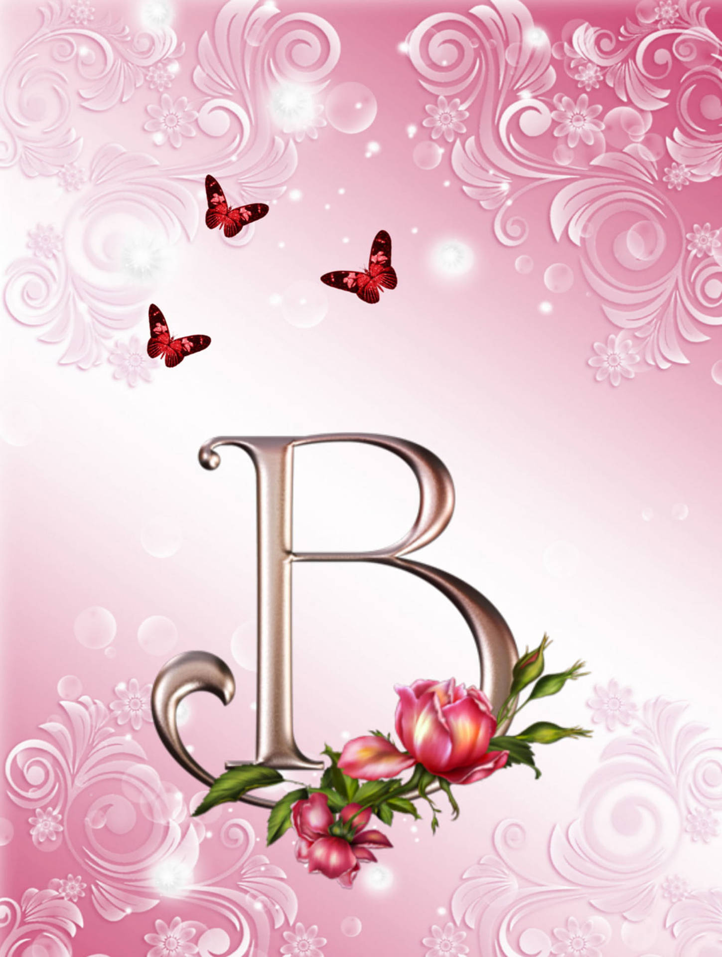 Pink Aesthetic Letter B Background