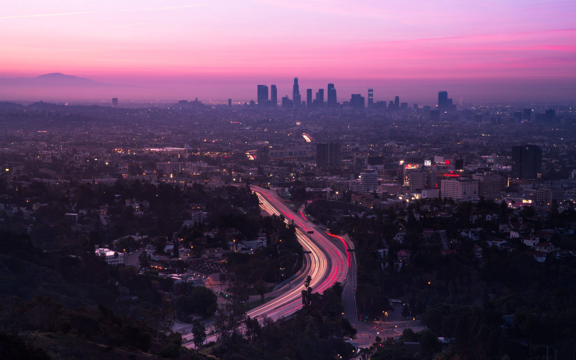 Pink Aesthetic Los Angeles Sunset Background