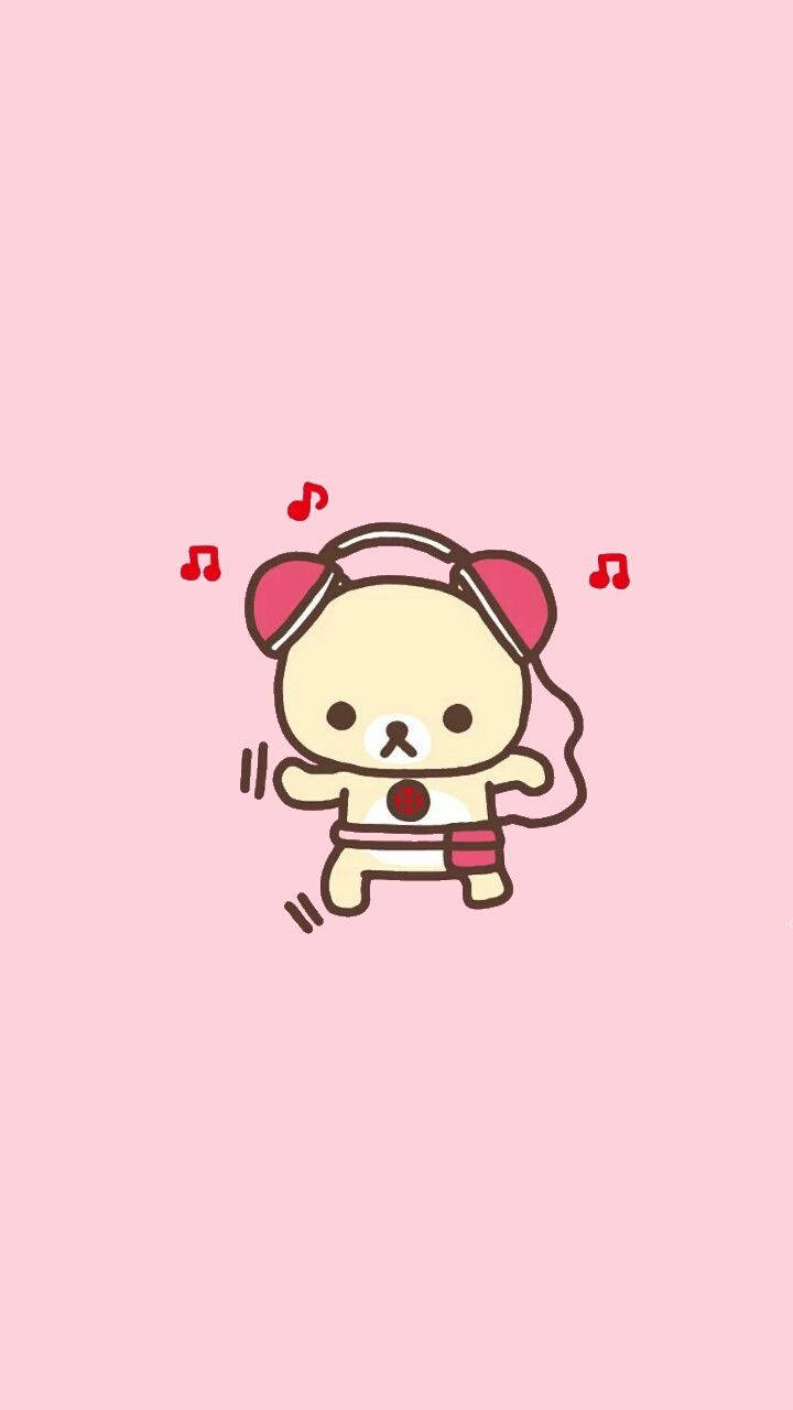 Pink Aesthetic Rilakkuma Cartoon Cute Music Background