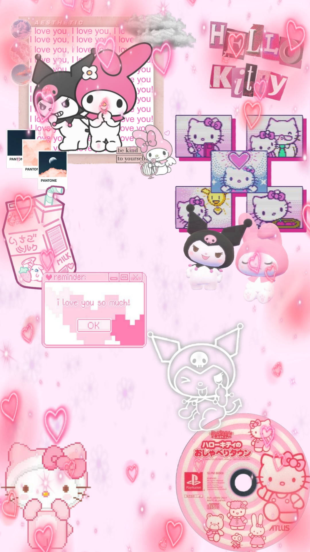 Pink Aesthetic Sanrio Characters Background