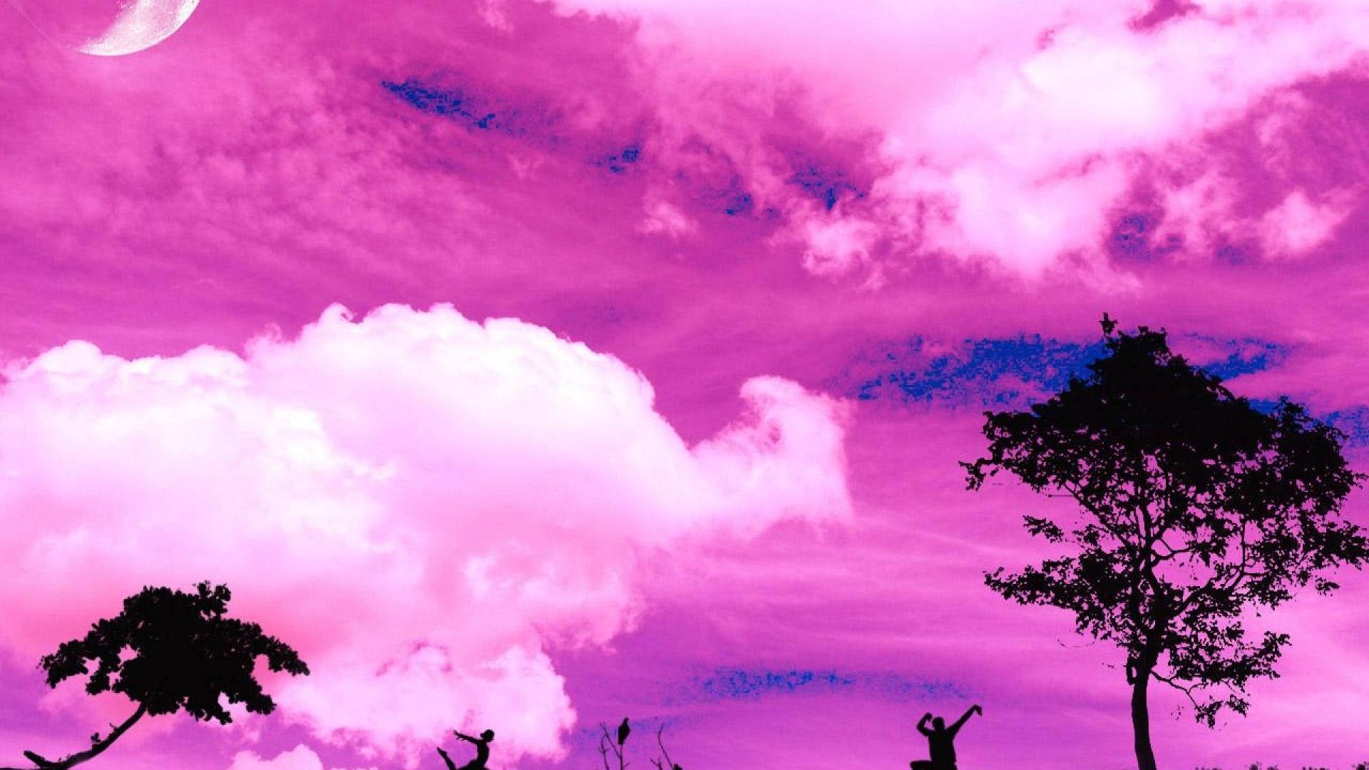 Pink Aesthetic Tumblr Laptop With Sky Background