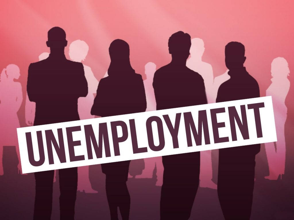 Pink Aesthetic Unemployment Illustration With Silhouettes Background