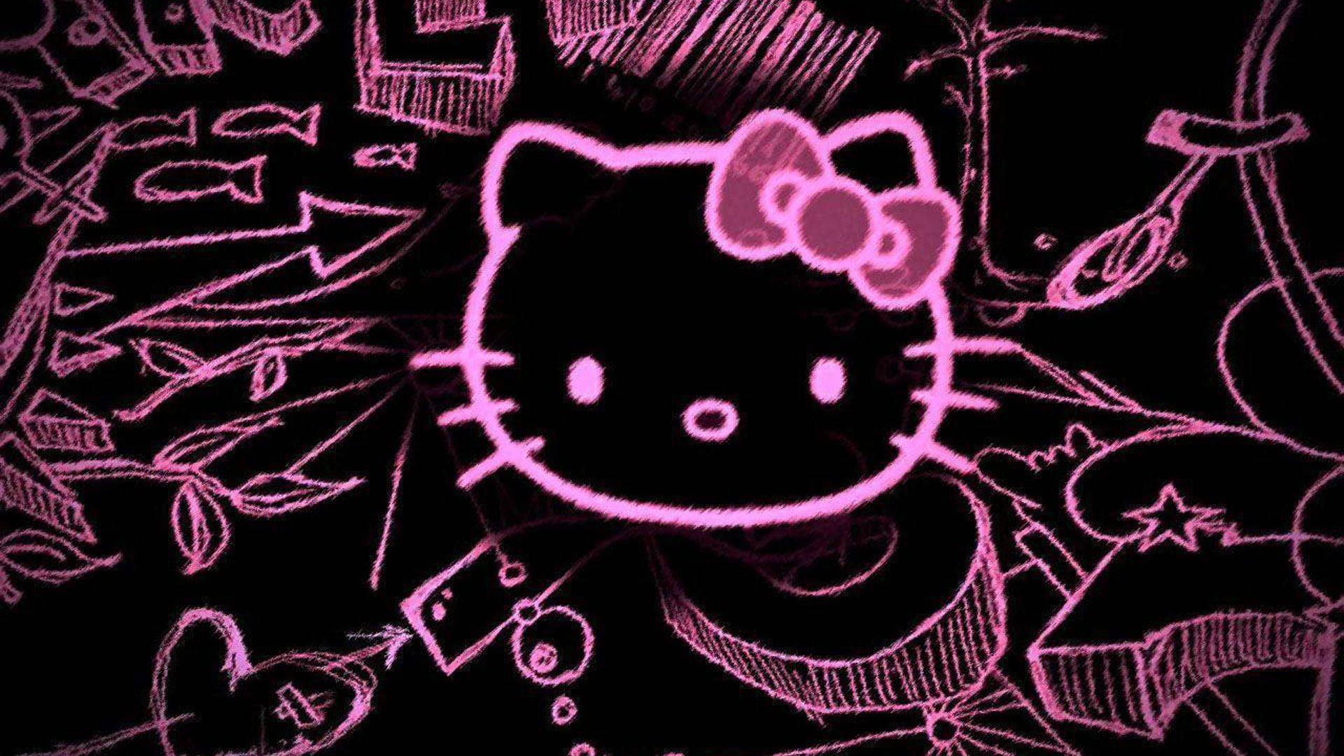 Pink And Black Hello Kitty Doodle