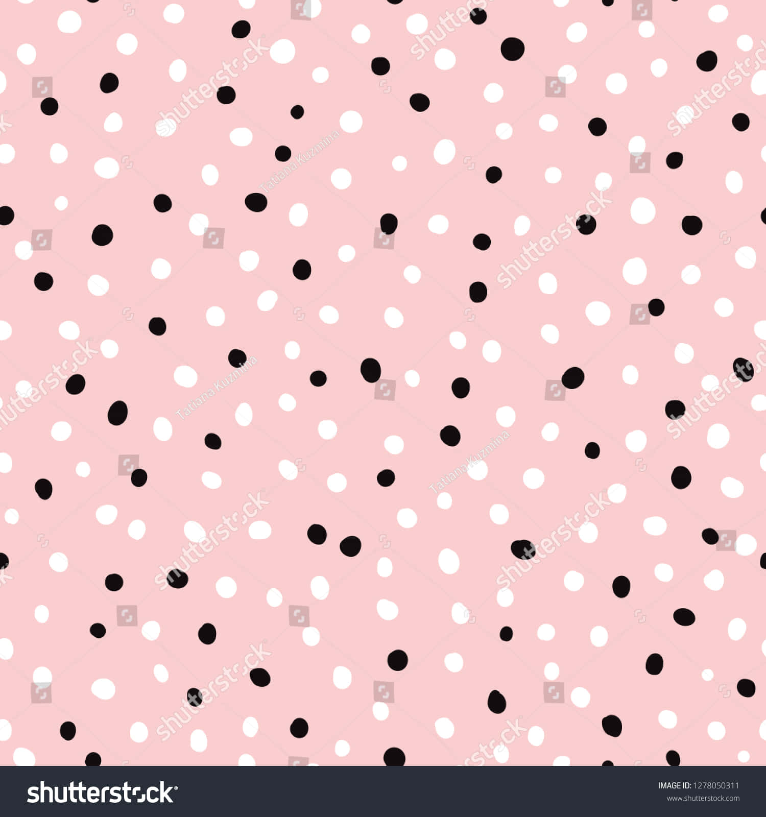 Pink And Black Polka Dots Pattern Stock Vector