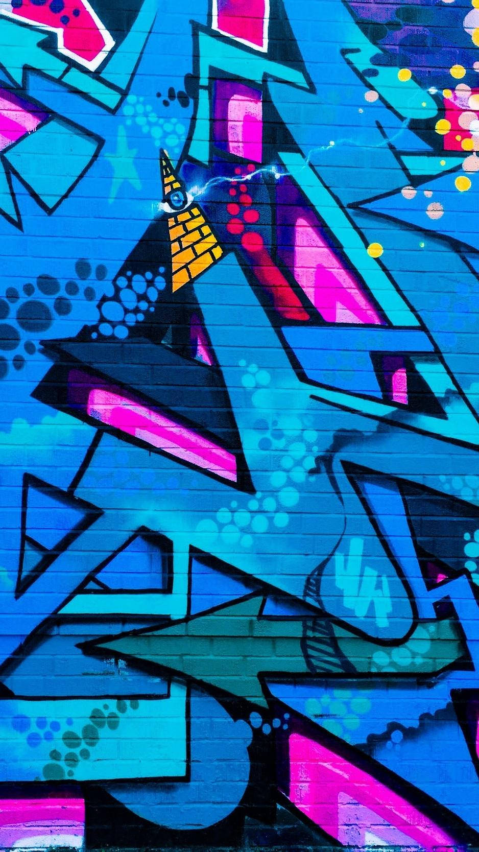 Pink And Blue Abstract Wall Graffiti Iphone Background