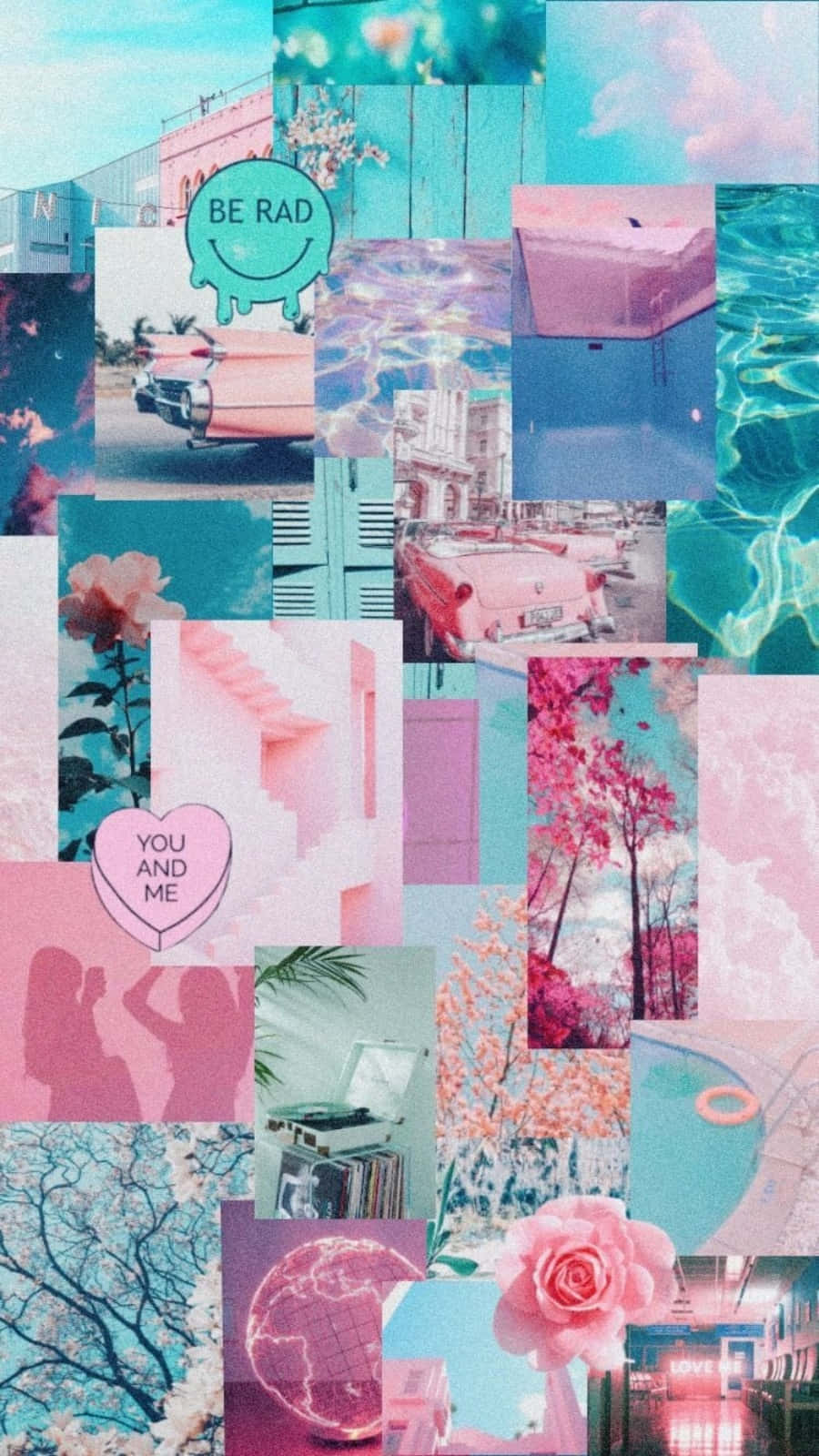 Pink And Blue Aesthetic Collage Background