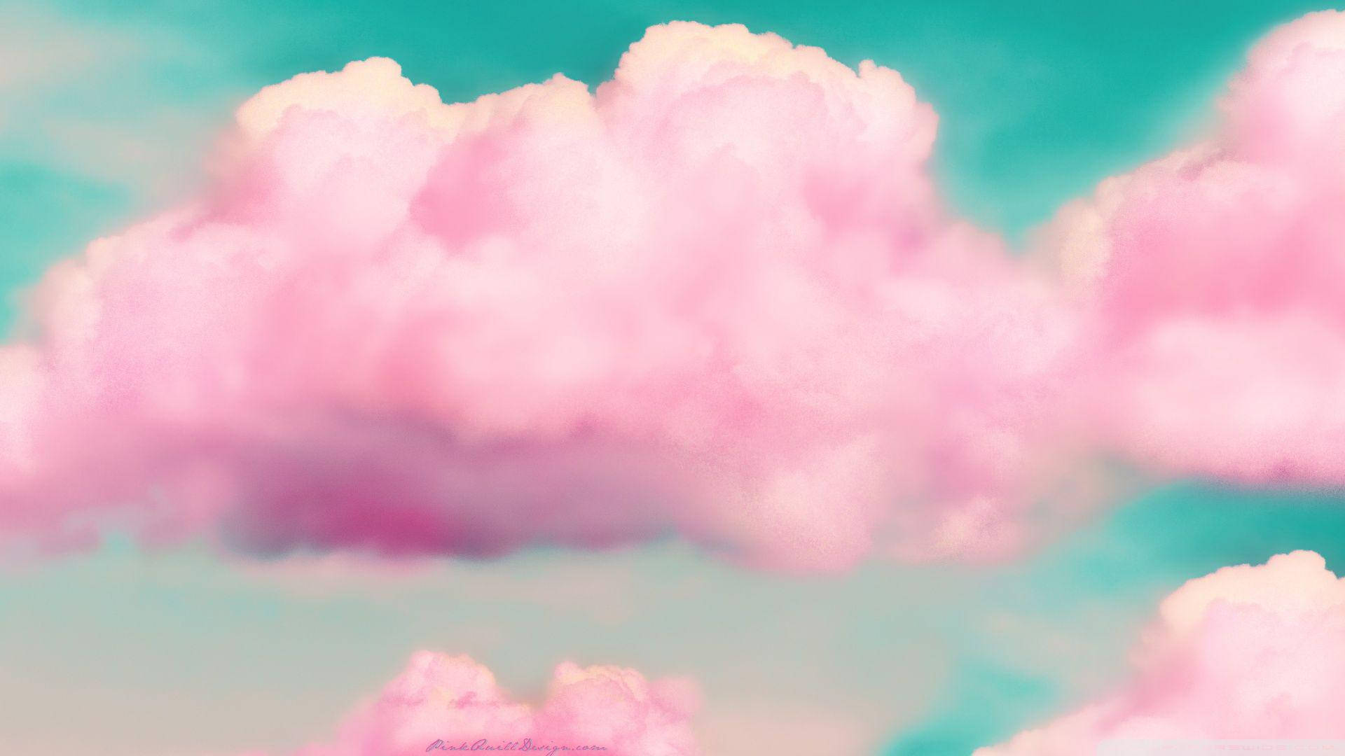 Pink And Blue Candy Clouds Background