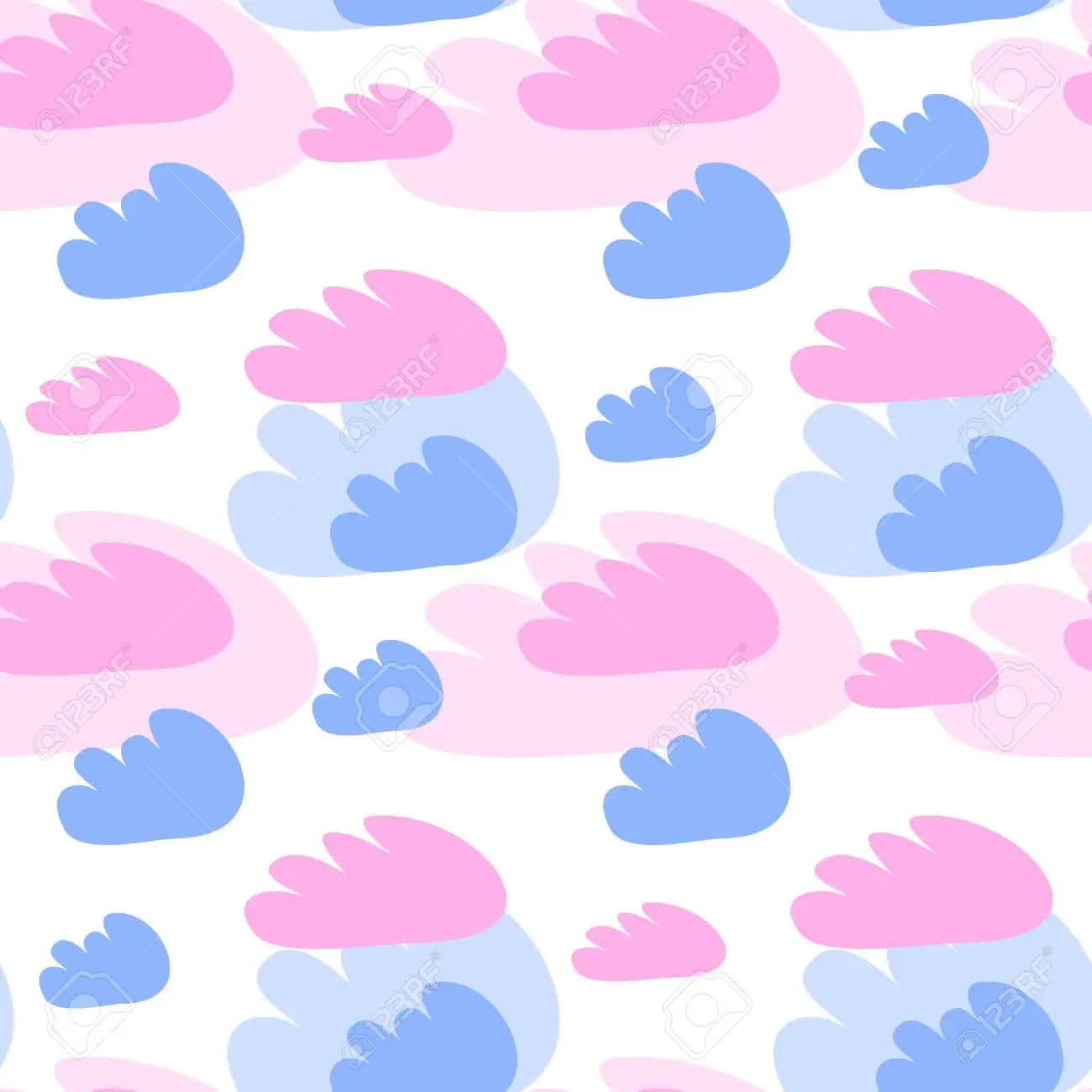 Pink And Blue Clouds Seamless Pattern Background