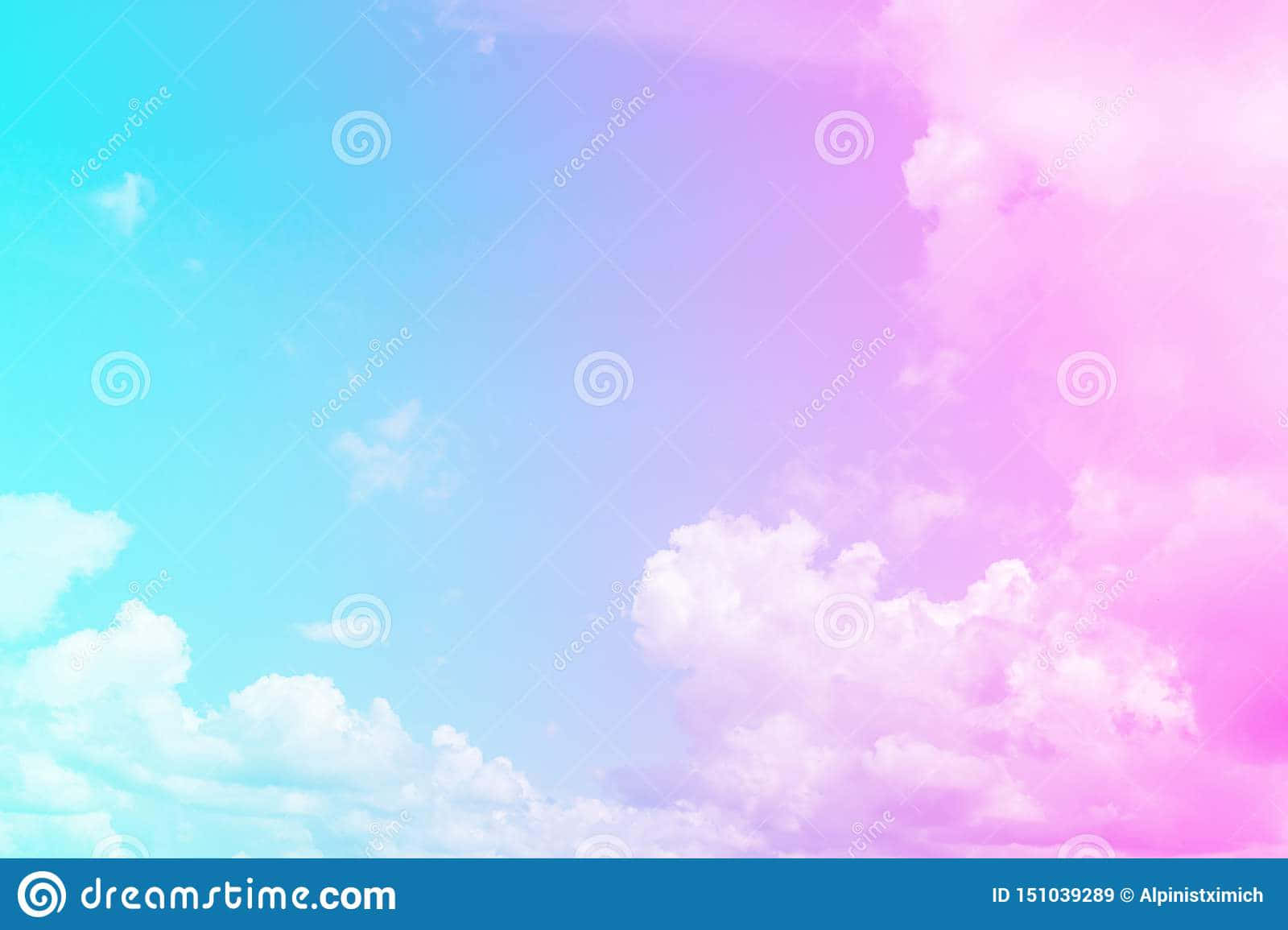 Pink And Blue Clouds With White Background