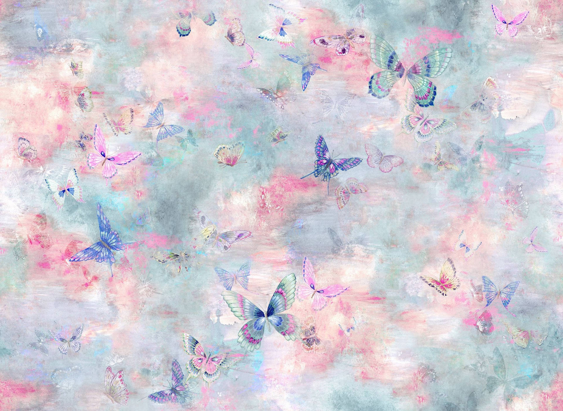 Pink And Blue Pastel Butterfly Background