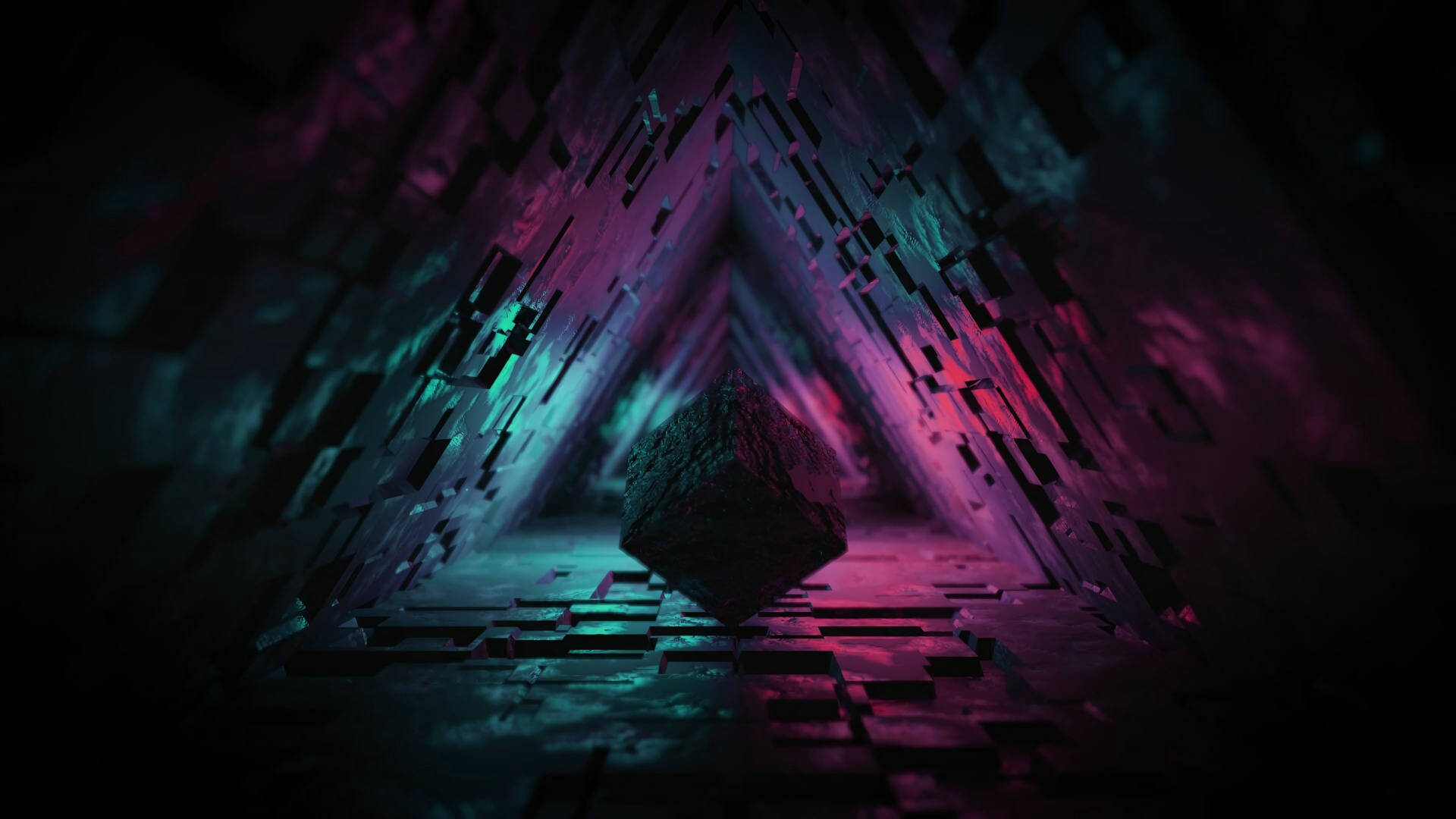 Pink And Blue Prism Cave Background