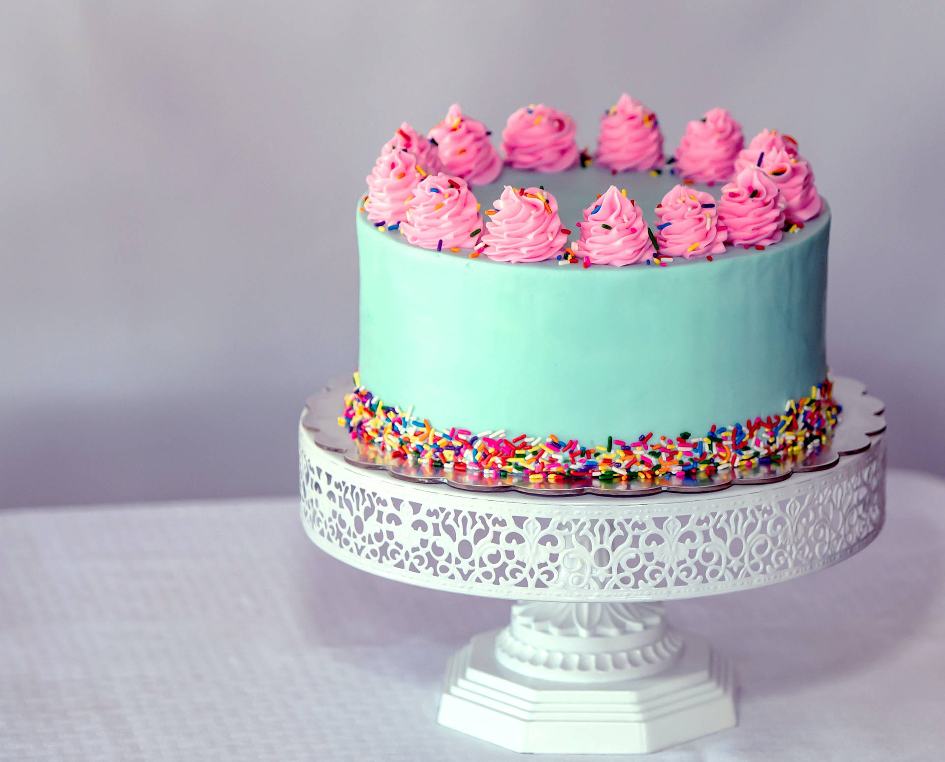 Pink And Blue Rainbow Cake Background